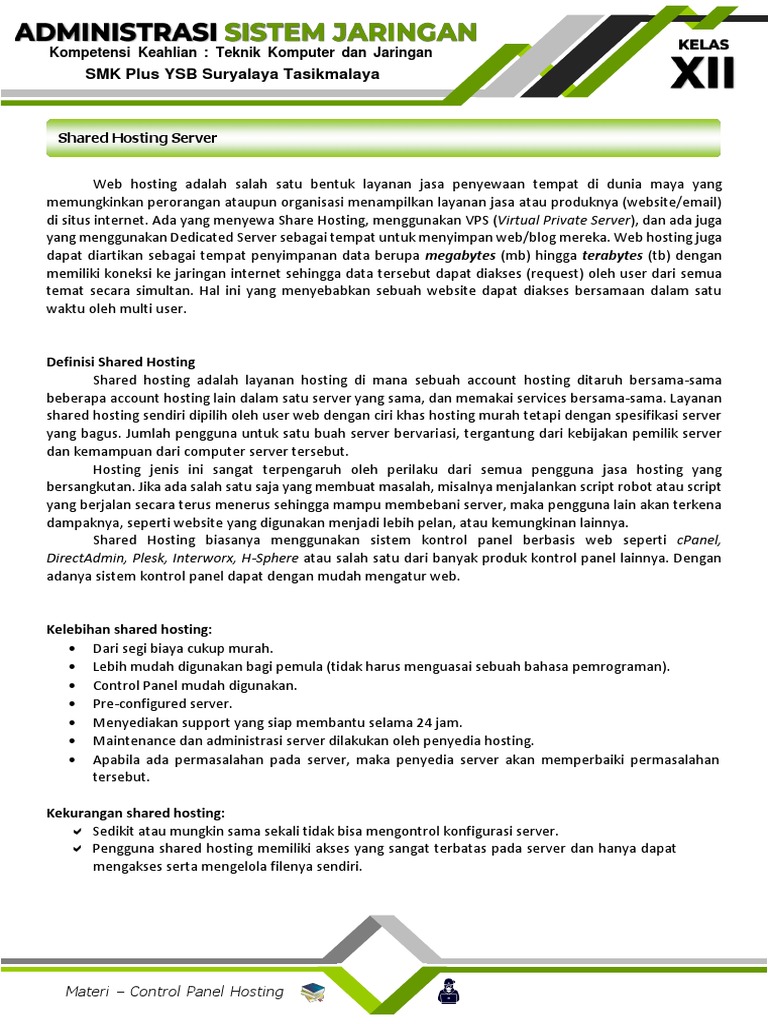 Definisi dan Kelebihan Shared Hosting | PDF
