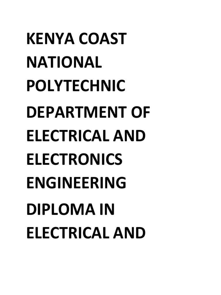 Kenya Coast National Polytechnic Department of Electrical and