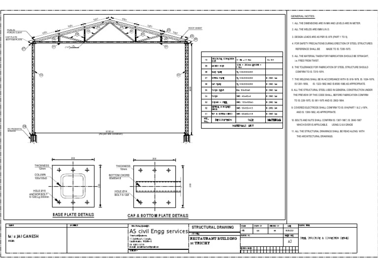 Structural Drawing for Jai Ganesh Restaurant | PDF | Metal Fabrication ...