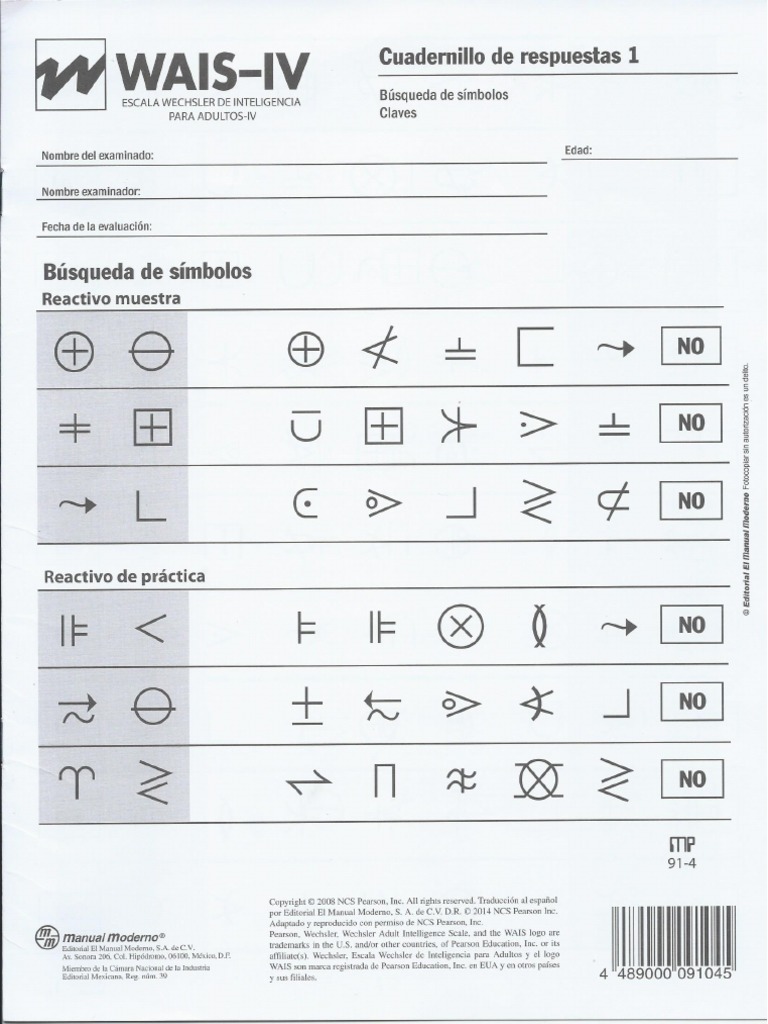 Wais IV Claves y Busqueda de Simbolos PDF