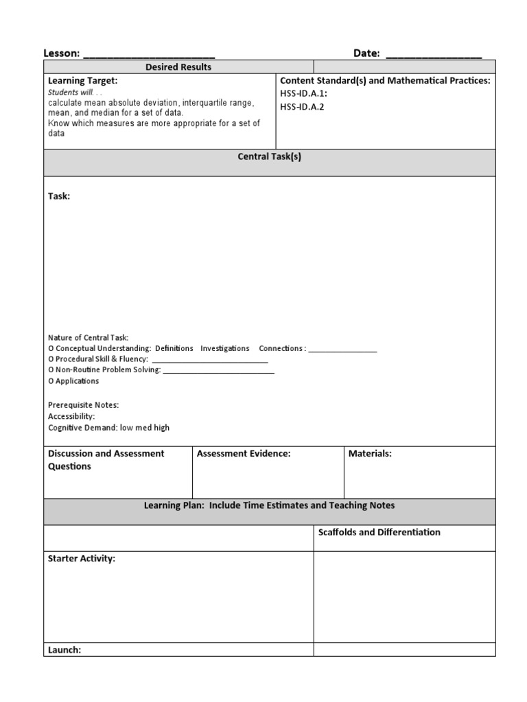 Lesson Planning Template PDF
