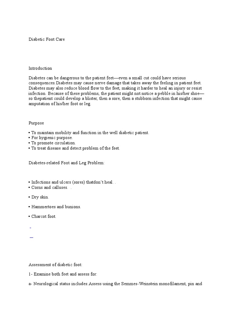 Diabetic Foot Care PDF Peripheral Neuropathy Diseases And Disorders