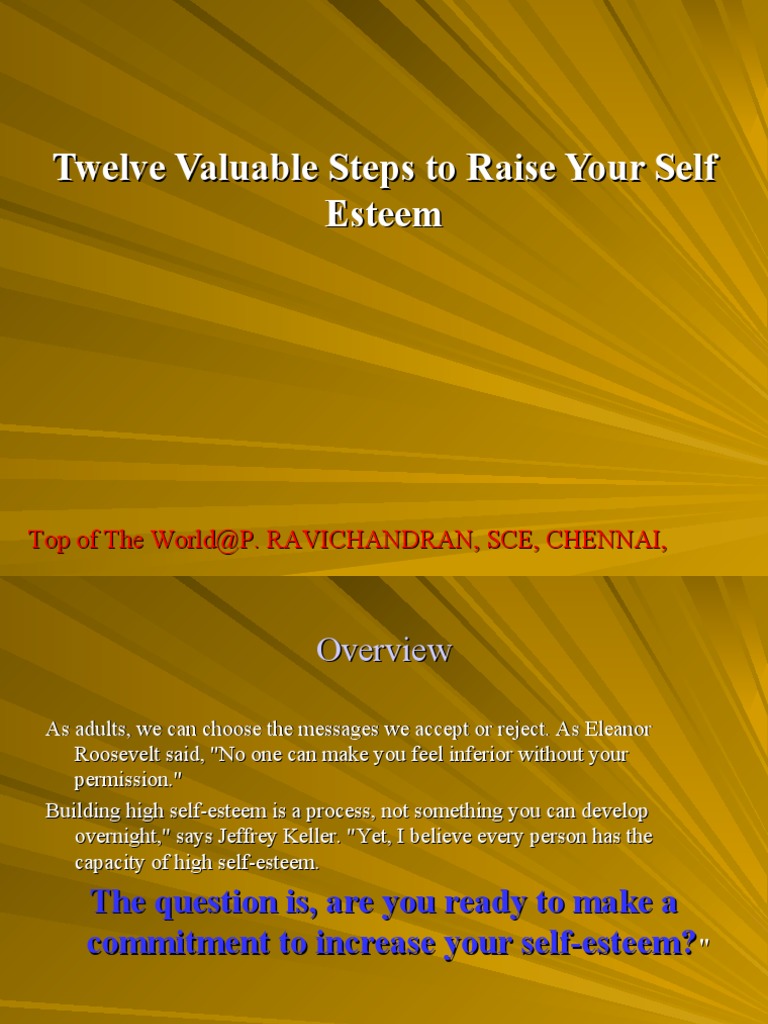 12 Steps to Boost Your Self-Esteem | PDF | Self Esteem | Behavior ...