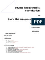 Software Requirements Specification: Sports Club Management Systems