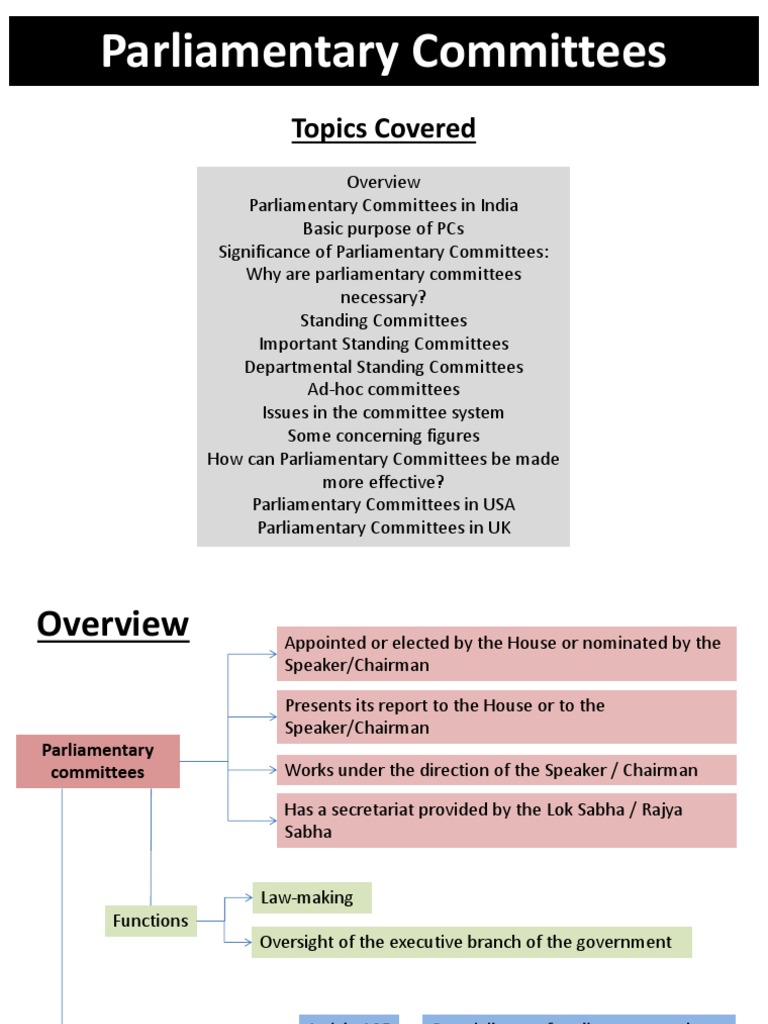 Indian Parliamentary Committees Overview | PDF | Committee | Bill (Law)