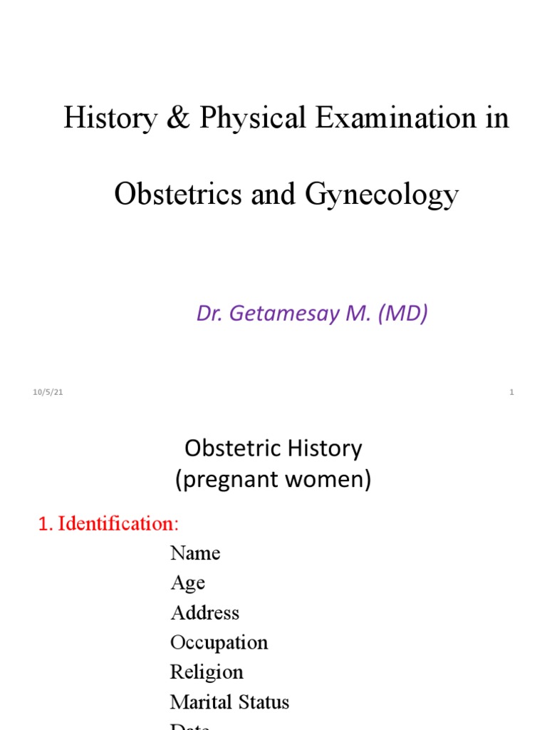History & Physical Examination in Obstetrics and Gynecology: Dr ...