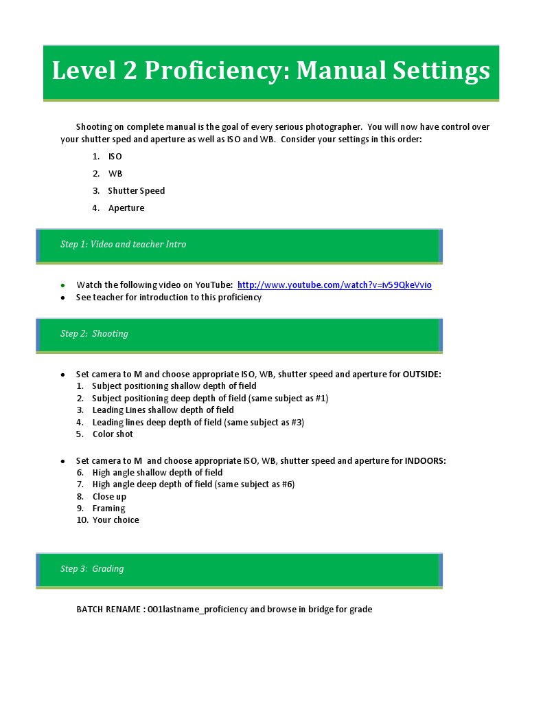 Level 2 Proficiency: Manual Settings: Step 1: Video and Teacher Intro ...