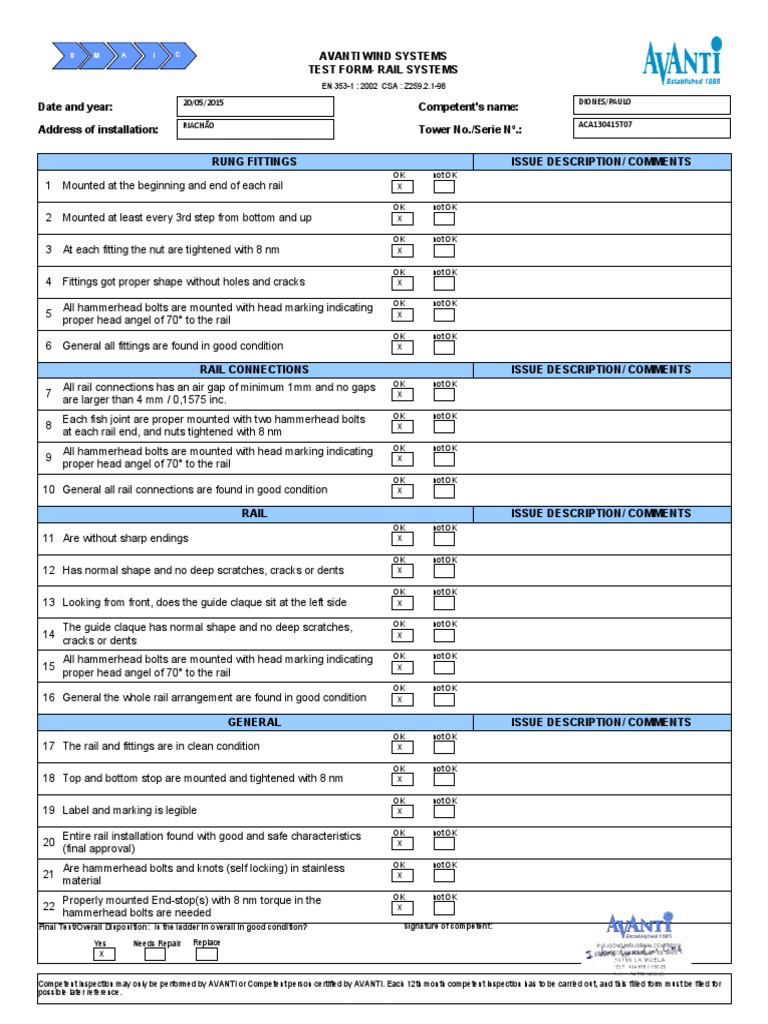 Rail System Inspection Report S-3 Form | PDF | Manufactured Goods ...