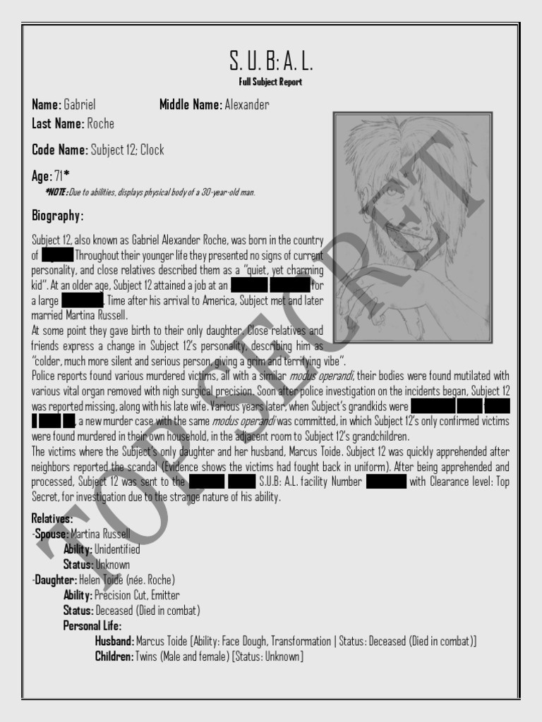 Gabriel Roche Char File | PDF | Brain | Senses