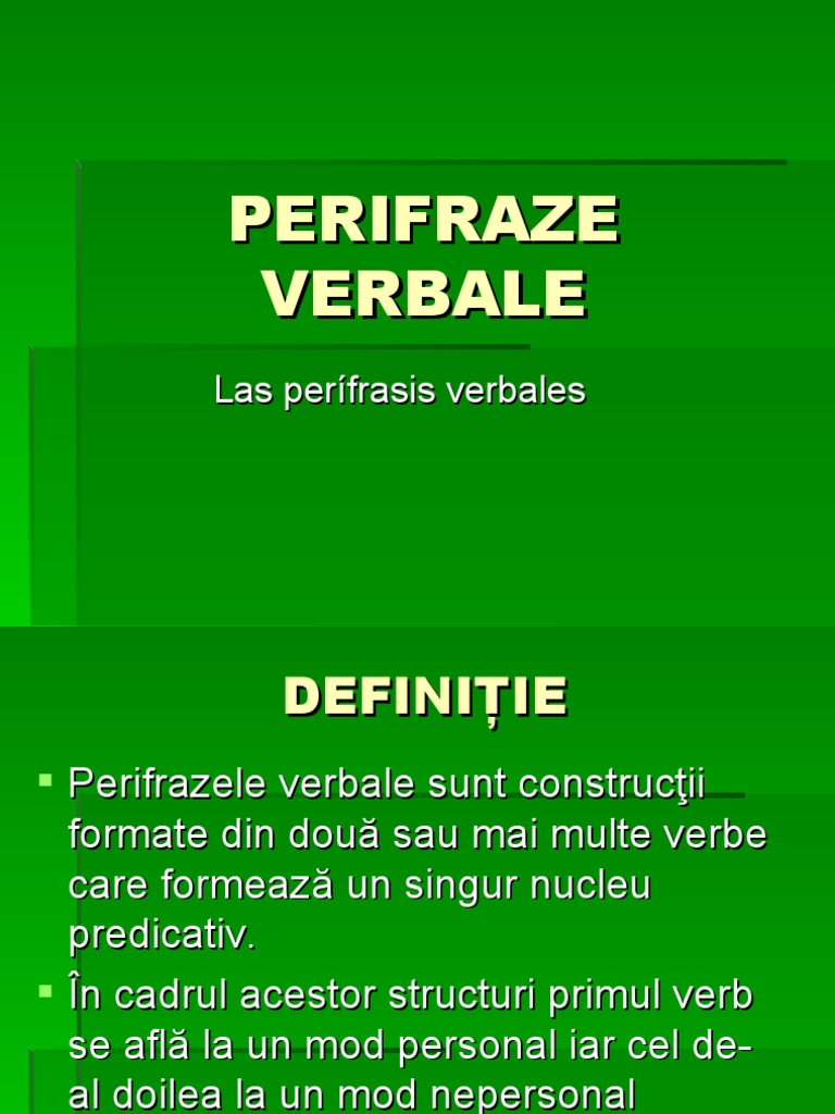 PERIFRAZE VERBALE Cu Infinitivul | PDF