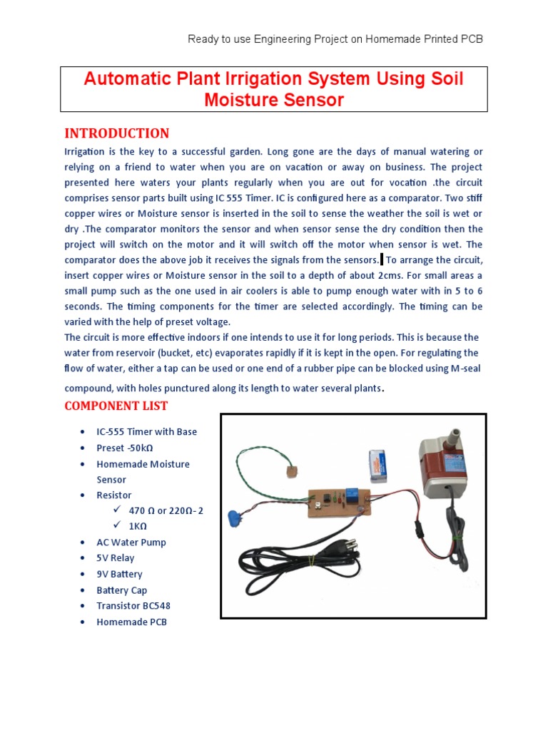 Automatic Plant Irrigation System Using Soil Moisture Sensor PDF