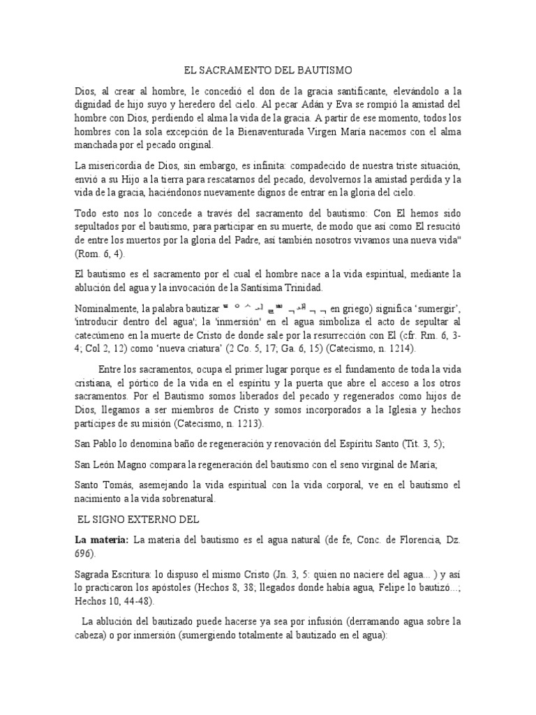 Significado del Sacramento del Bautismo | PDF | Bautismo | Jesús