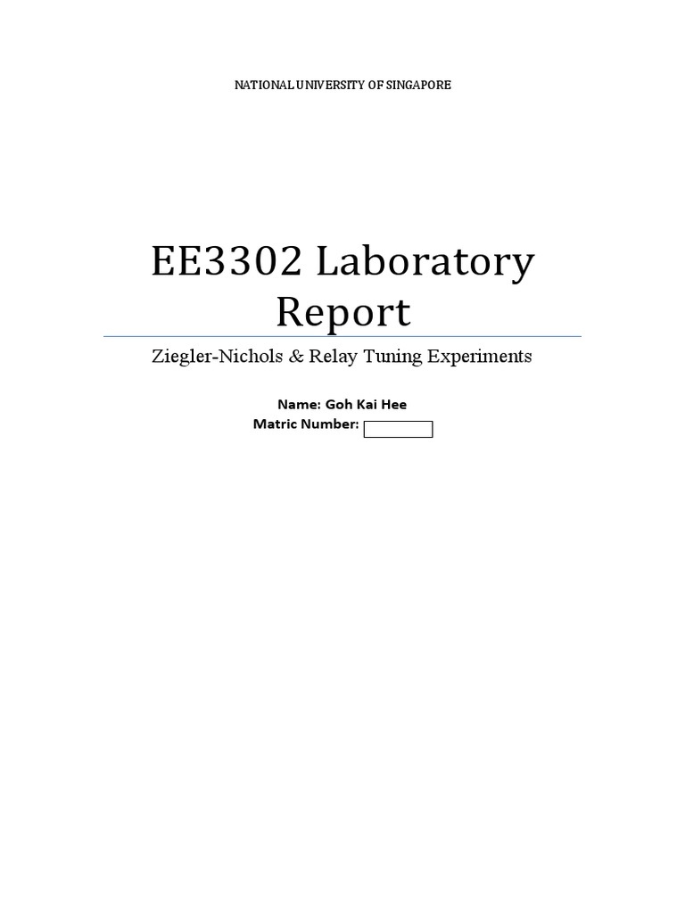 EE3302 Laboratory ZieglerNichols & Relay Tuning Experiments PDF
