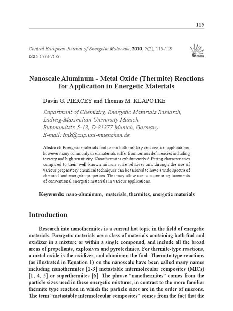 Klapotke Nanoparticle Materials - 