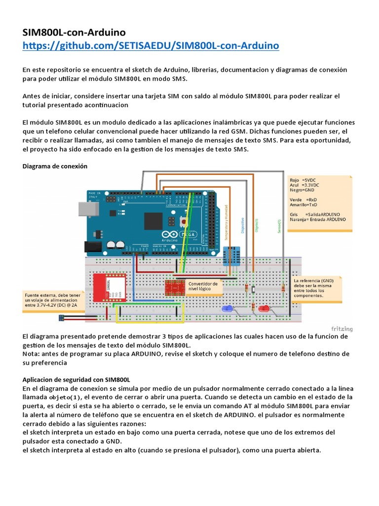 Uso del SIM800L con Arduino: Tutorial | PDF | Arduino | Electrónica