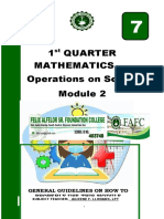 1 Quarter Mathematics Operations On Sets: General Guidelines On How To Properly Use This Module
