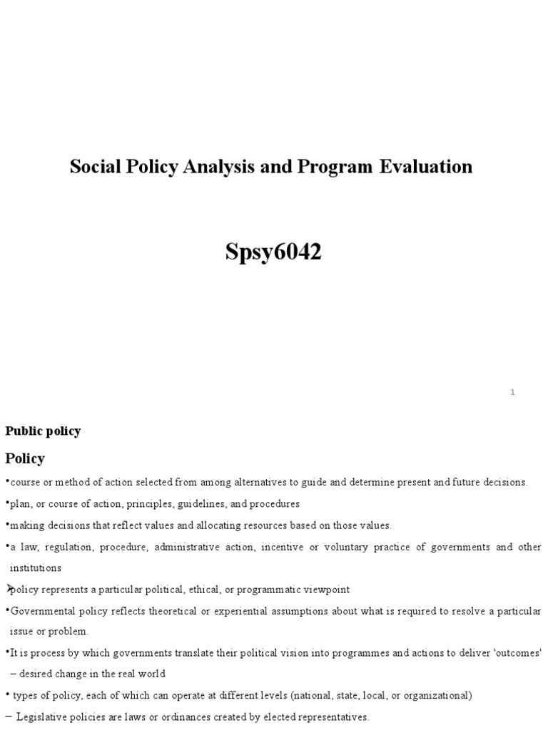 Social Policy Analysis and Evaluation | PDF | Welfare | Evaluation