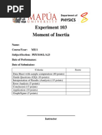 Experiment 103 Moment of Inertia: Physics