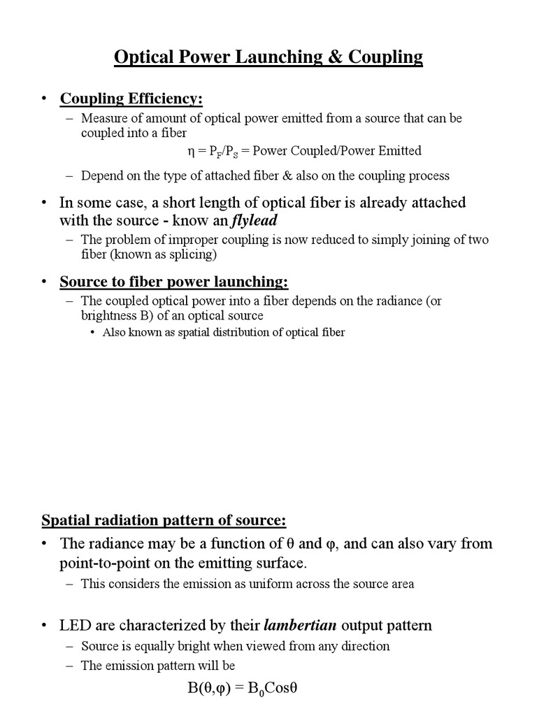 Optical Power Launching & Coupling | PDF