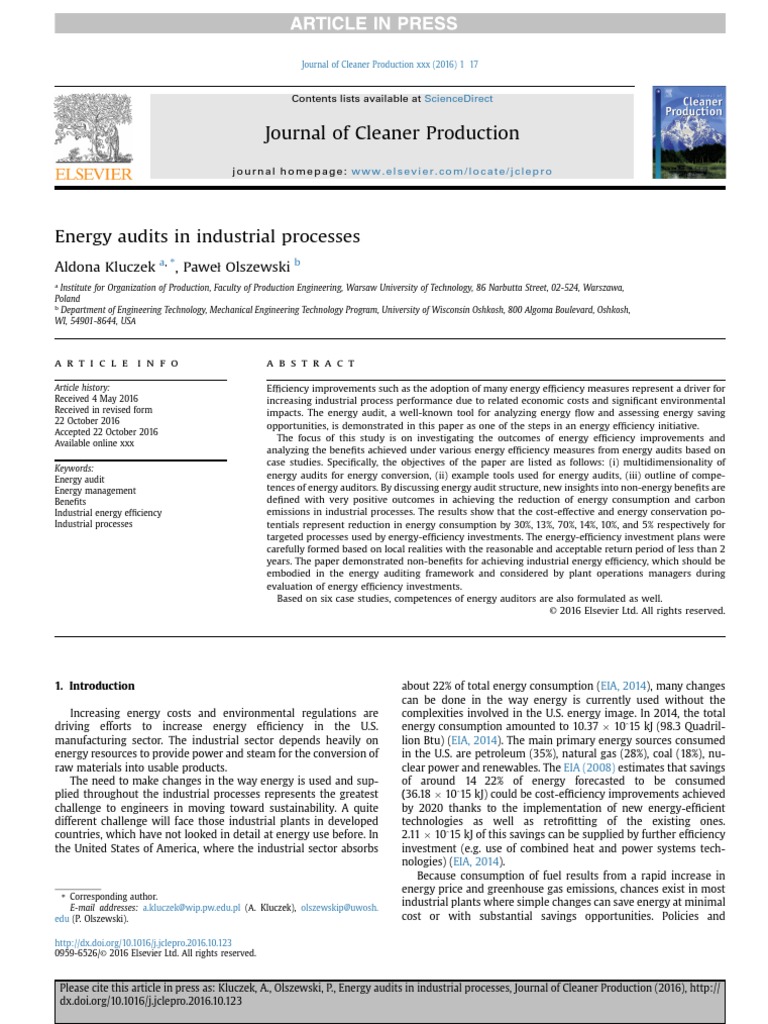 Energy Audits in Industrial Processes | PDF | Efficient Energy Use | Audit