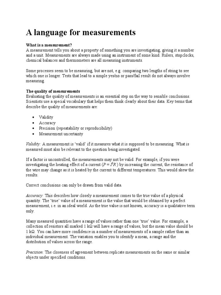 Understanding Measurement Quality and Errors | PDF | Measurement ...
