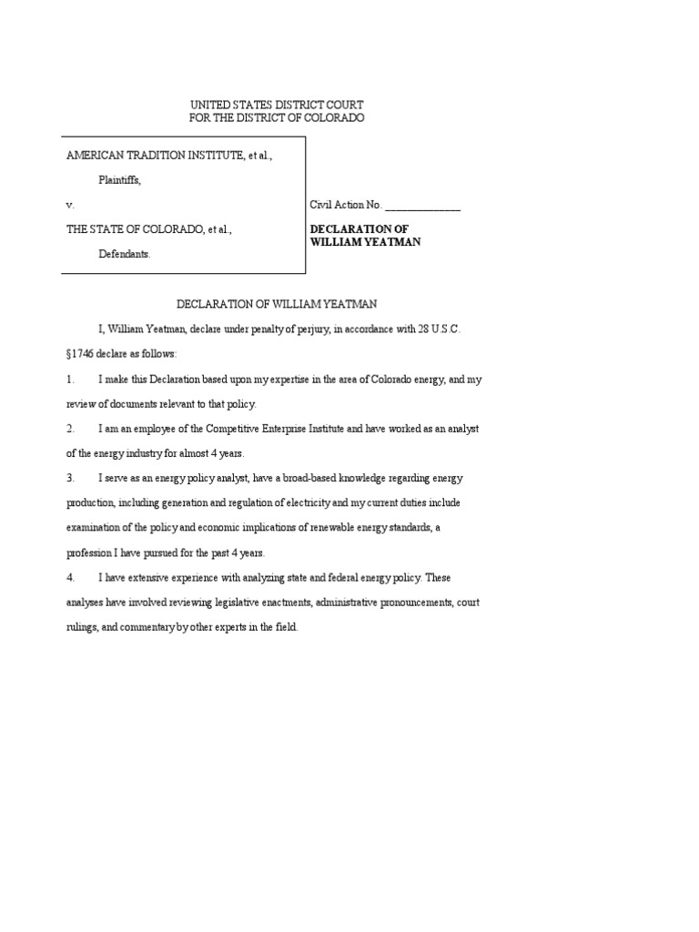 ATI Lawsuit: Yeatman's Declaration on RES | PDF | Wind Power ...