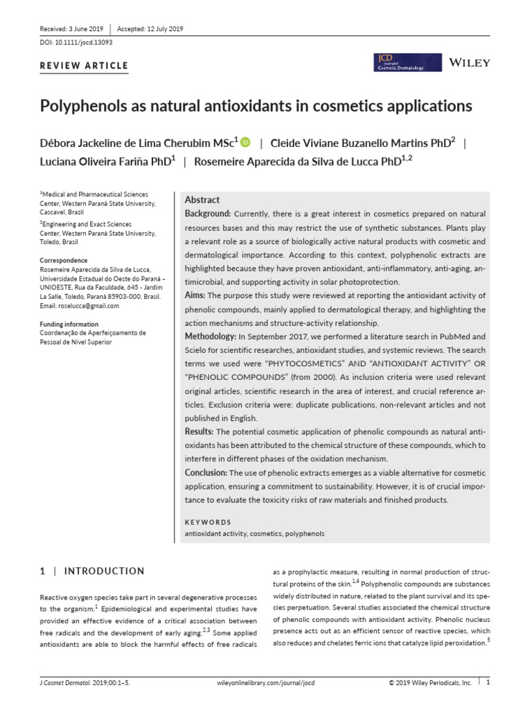 Polyphenols As Natural Antioxidants in Cosmetics Applications | PDF ...