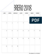 Calendario Febrero 2018