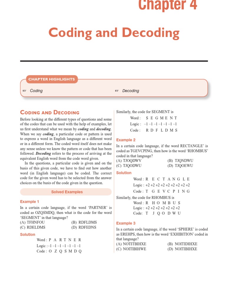 4 Coding and Decoding | PDF | Code | Logic