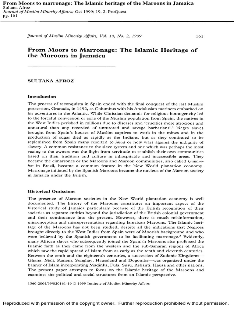 Afroz From Moors To Marronage | PDF | History | Young Adult