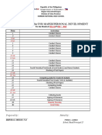 Competency Calendar FOR MAPEH/PERSONAL DEVELOPMENT: Date Activities