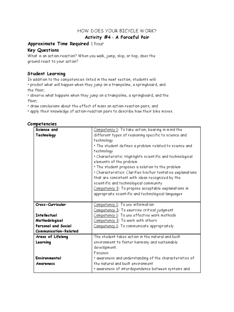 Teacher Guide Activity 4 Action-Reaction | PDF | Weight | Science