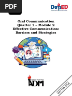 Oral Communication Quarter 1 - Module 2 Effective Communication: Barriers and Strategies