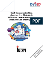 Oral Communication Quarter 1 - Module 2 Effective Communication: Barriers and Strategies