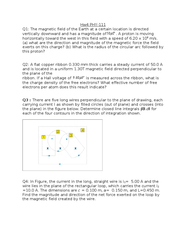 Magnetic Field and Current Problems in Physics | PDF | Science ...