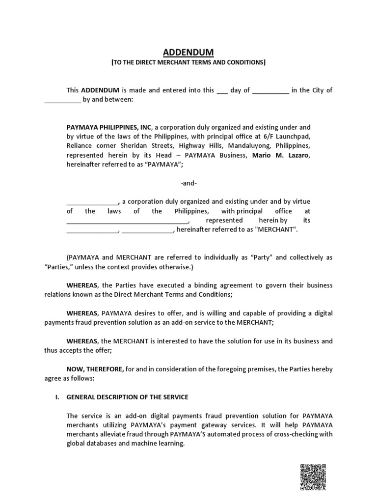PayMaya - Digital Payments Fraud Prevention Solution - Addendum | PDF ...