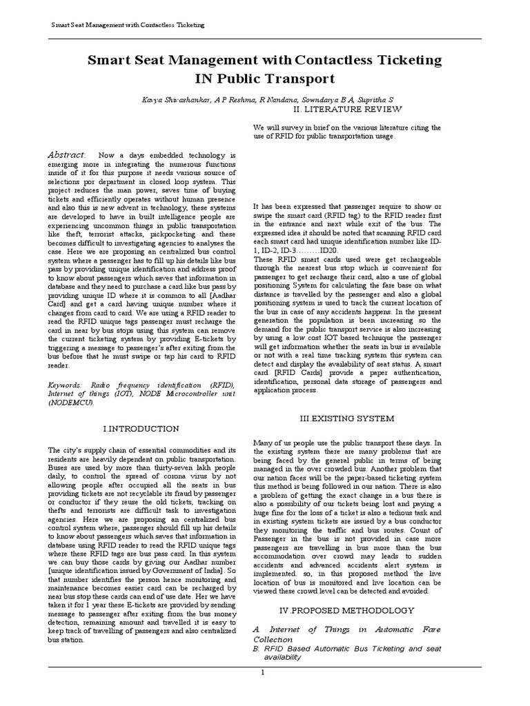Contactless Bus Ticketing System | PDF | Radio Frequency Identification ...