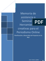 Memoria de Asistencia A Seminario Herramientas Creativas para El Periodismo Online