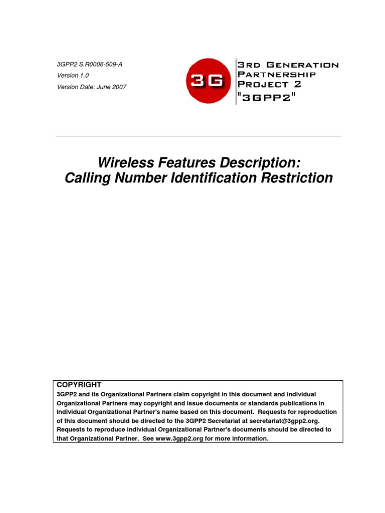 Wireless Features Description: Calling Number Identification ...