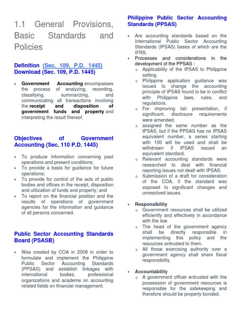 Philippine Public Sector Accounting Standards | PDF | Budget | Accounting