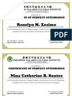 Certificate of Perfect Attendance