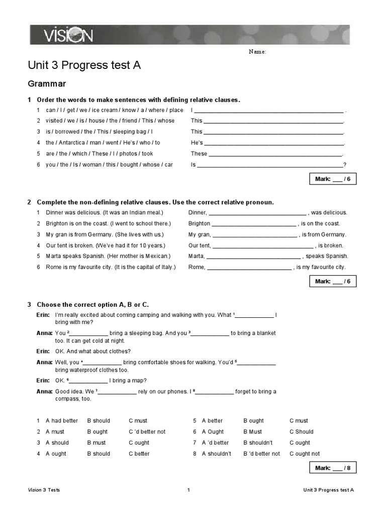Unit 3 Progress Test A: Grammar | PDF | Coffeehouse | Coffee