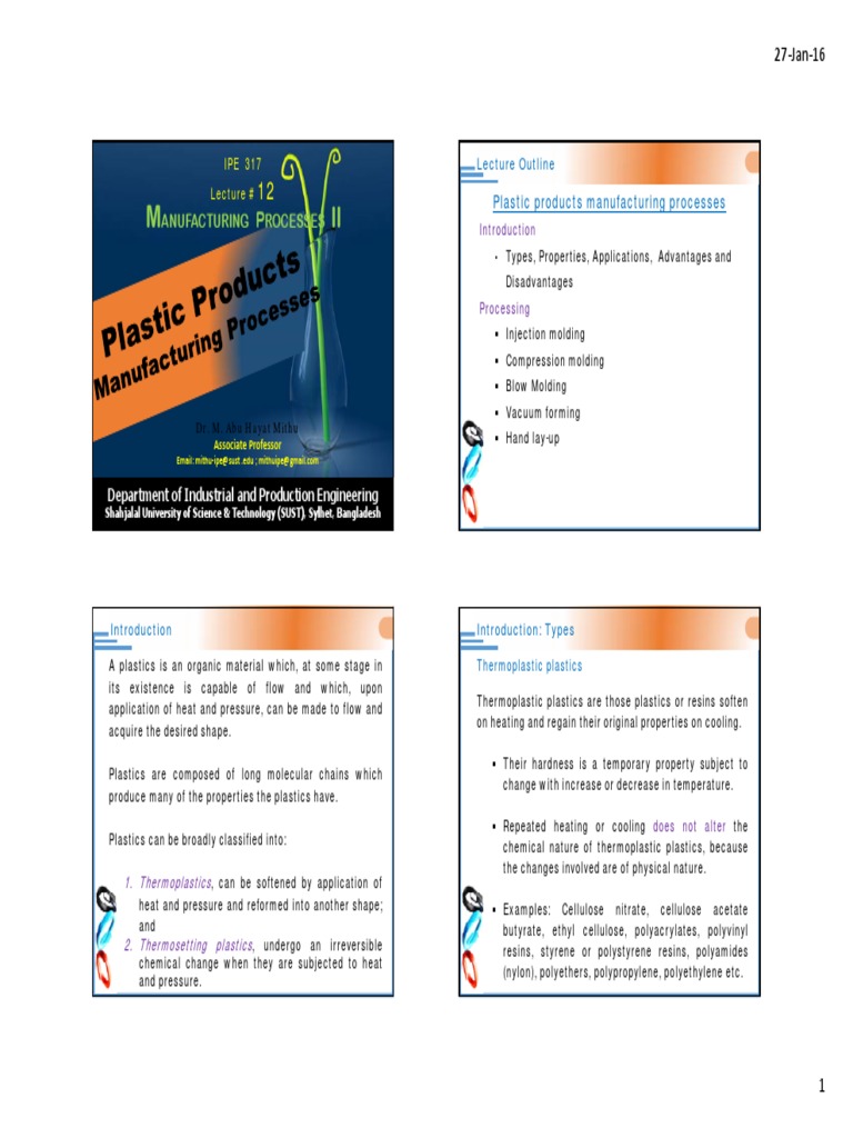 Plastic Manufacturing Processes Overview | PDF | Thermoplastic | Plastic