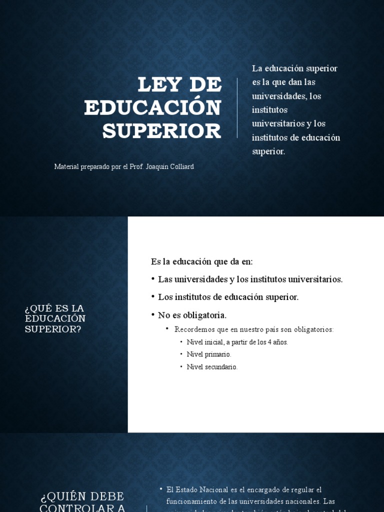 Ley de Educación Superior en Argentina | PDF | Educación más alta ...