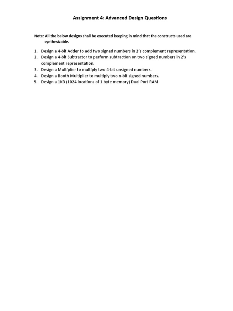 Advanced Digital Design Assignments | PDF