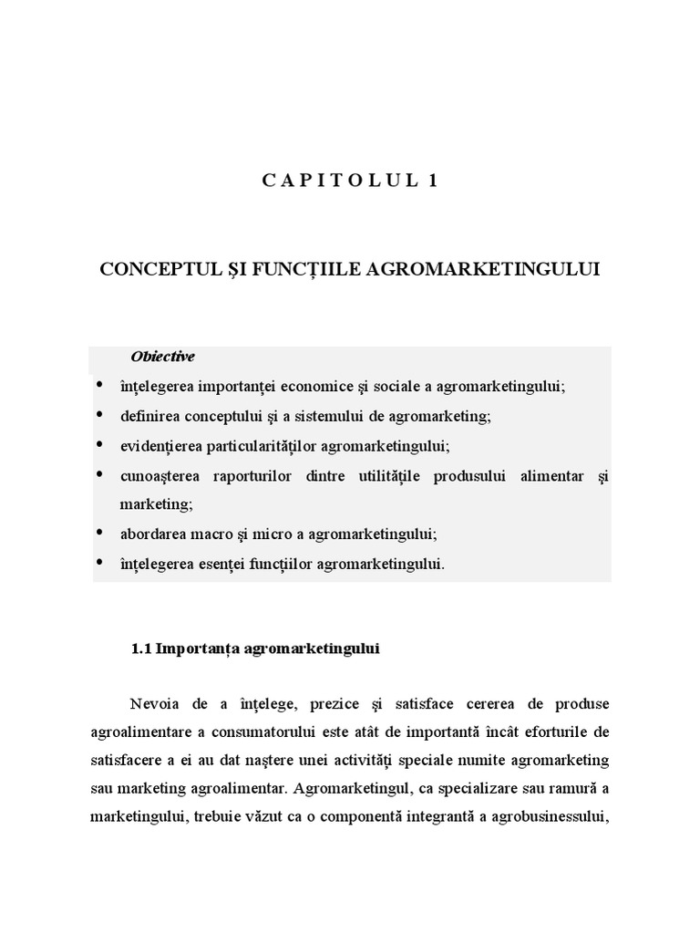 1.conceptul Si Functiile Agromarketingului | PDF