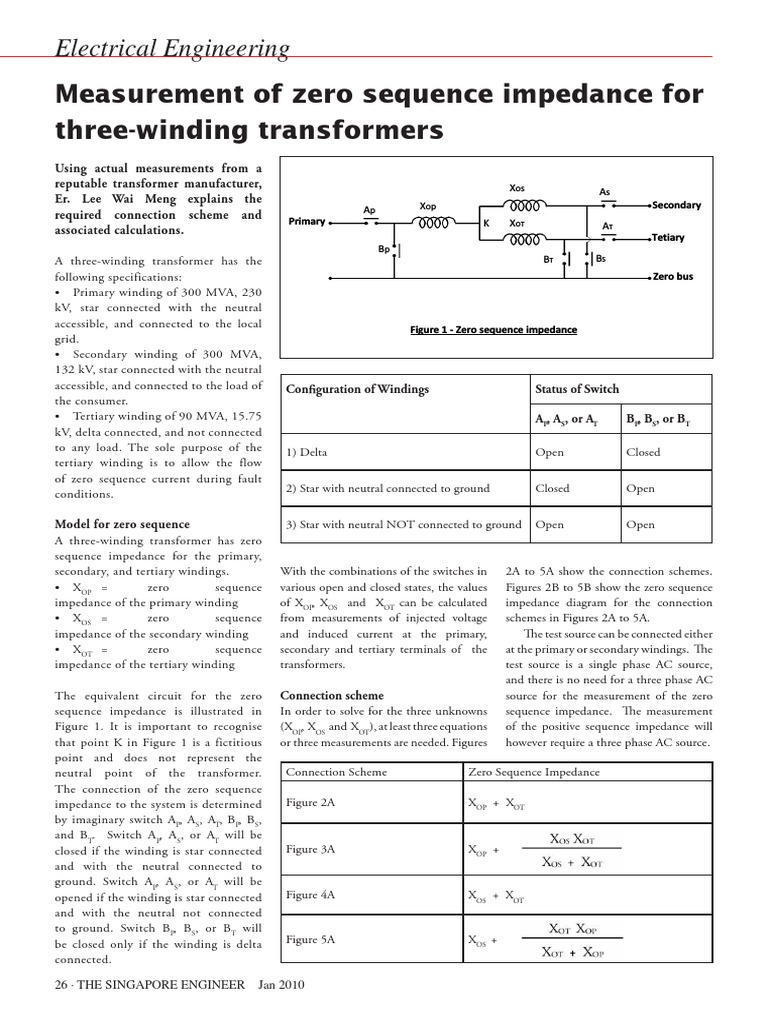 Measurement of Zero Sequence Impedance For ThreeWinding Transformers