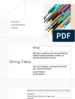 Strings: Topics: String Class Associated Methods Examples
