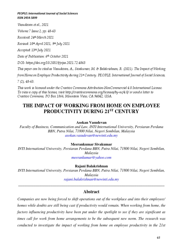 WFH's Impact on Employee Productivity | PDF | Telecommuting ...