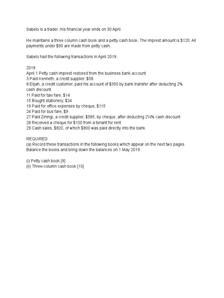 Acct Ch4 5 Petty Cash Book and ThreeColumn Cash Book PDF